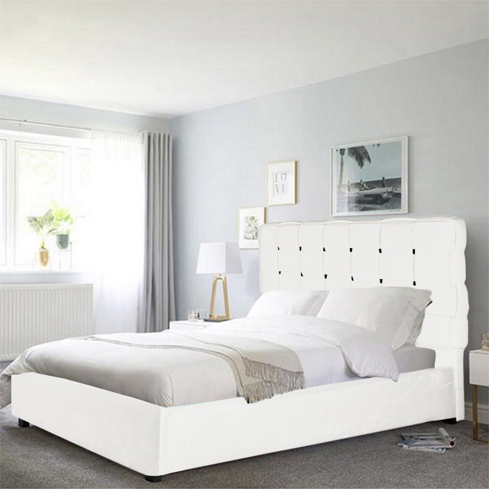 In House | Roma Bed Frame Velvet White 200x100