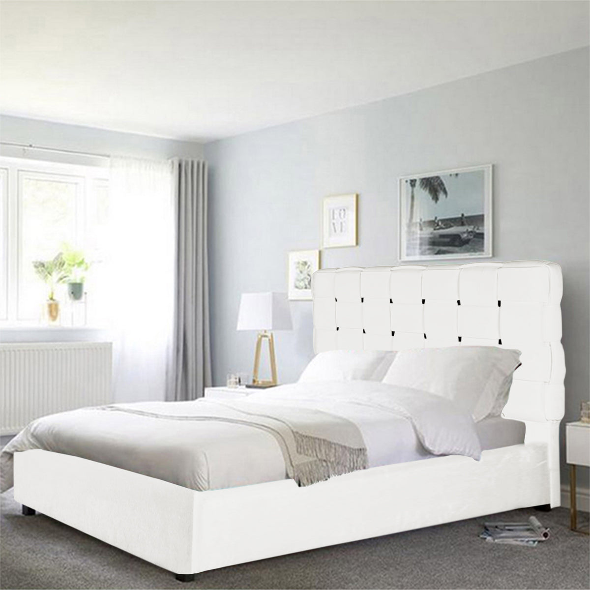In House | Roma Bed Frame Velvet White 200x120