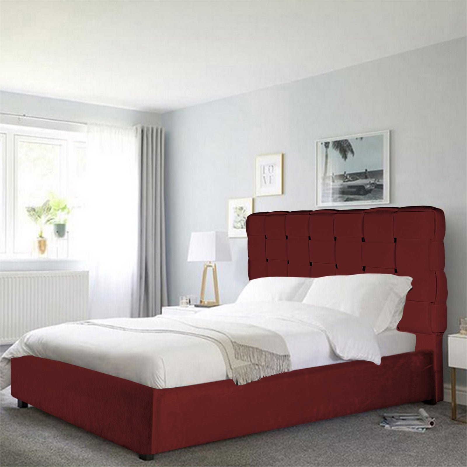 In House | Roma Bed Frame Velvet Burgundy 200x100