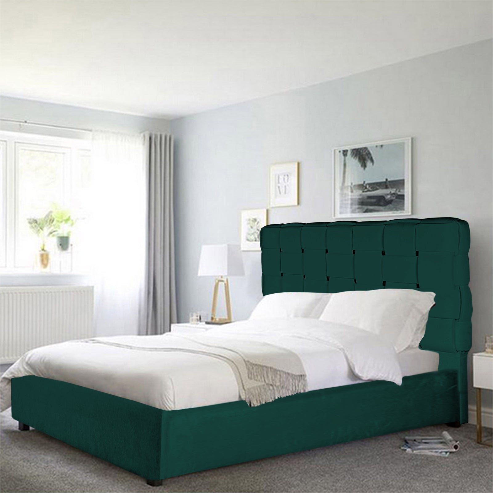 In House | Taj Bed Frame Velvet Dark Green 200x160
