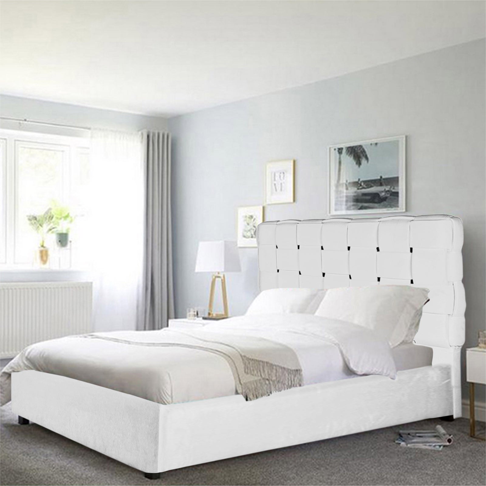 In House | Taj Bed Frame Velvet Ivory 200x160