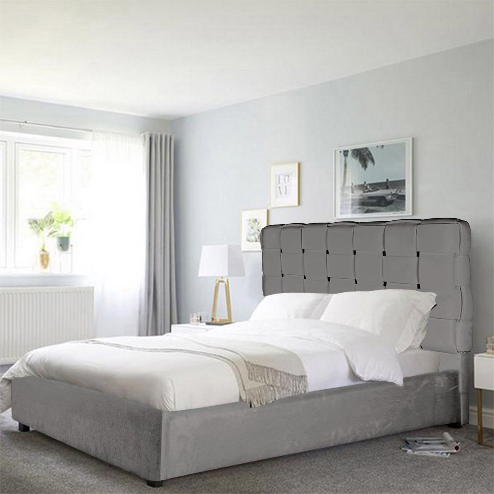 In House | Roma Bed Frame Velvet Grey 200x90