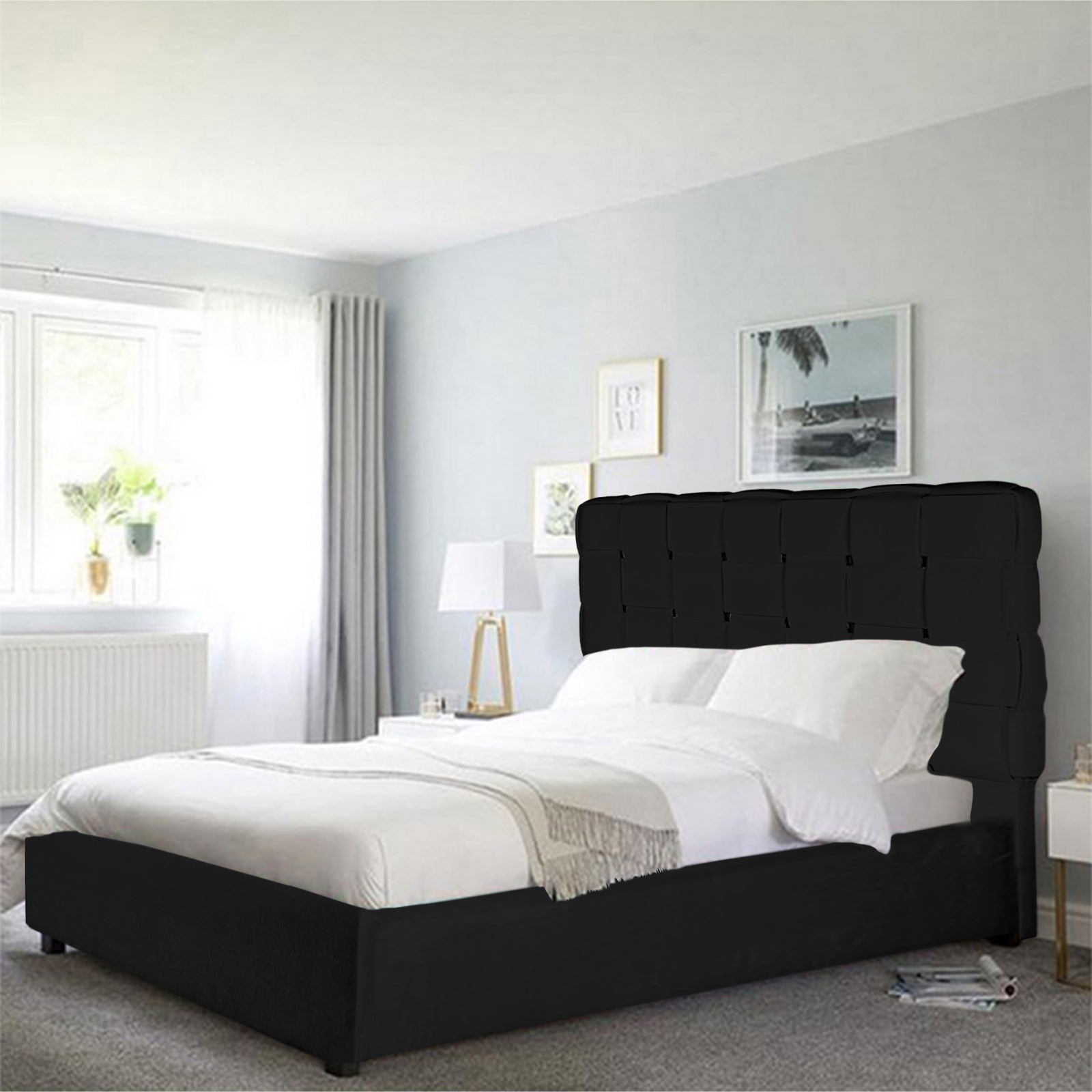 In House | Roma Bed Frame Velvet Black 200x120