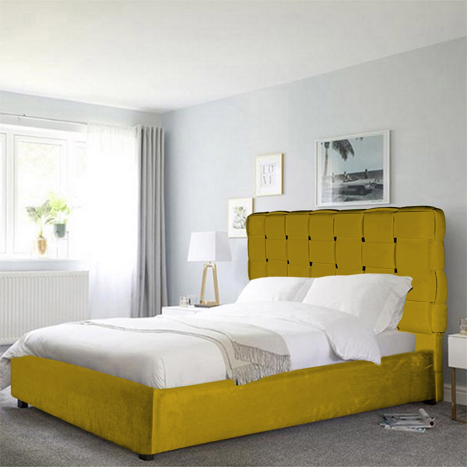 In House | Taj Bed Frame Velvet Gold 200x160