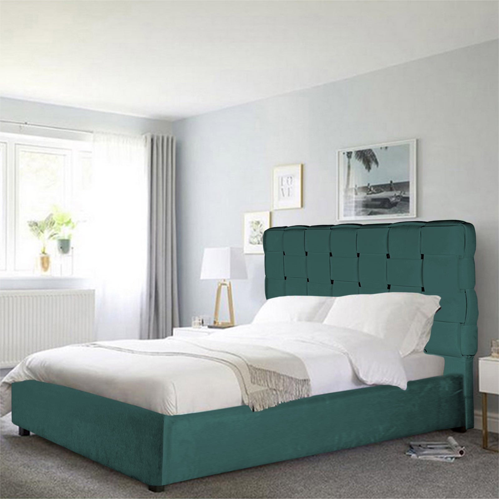 In House | Roma Bed Frame Velvet Turquoise 200x100