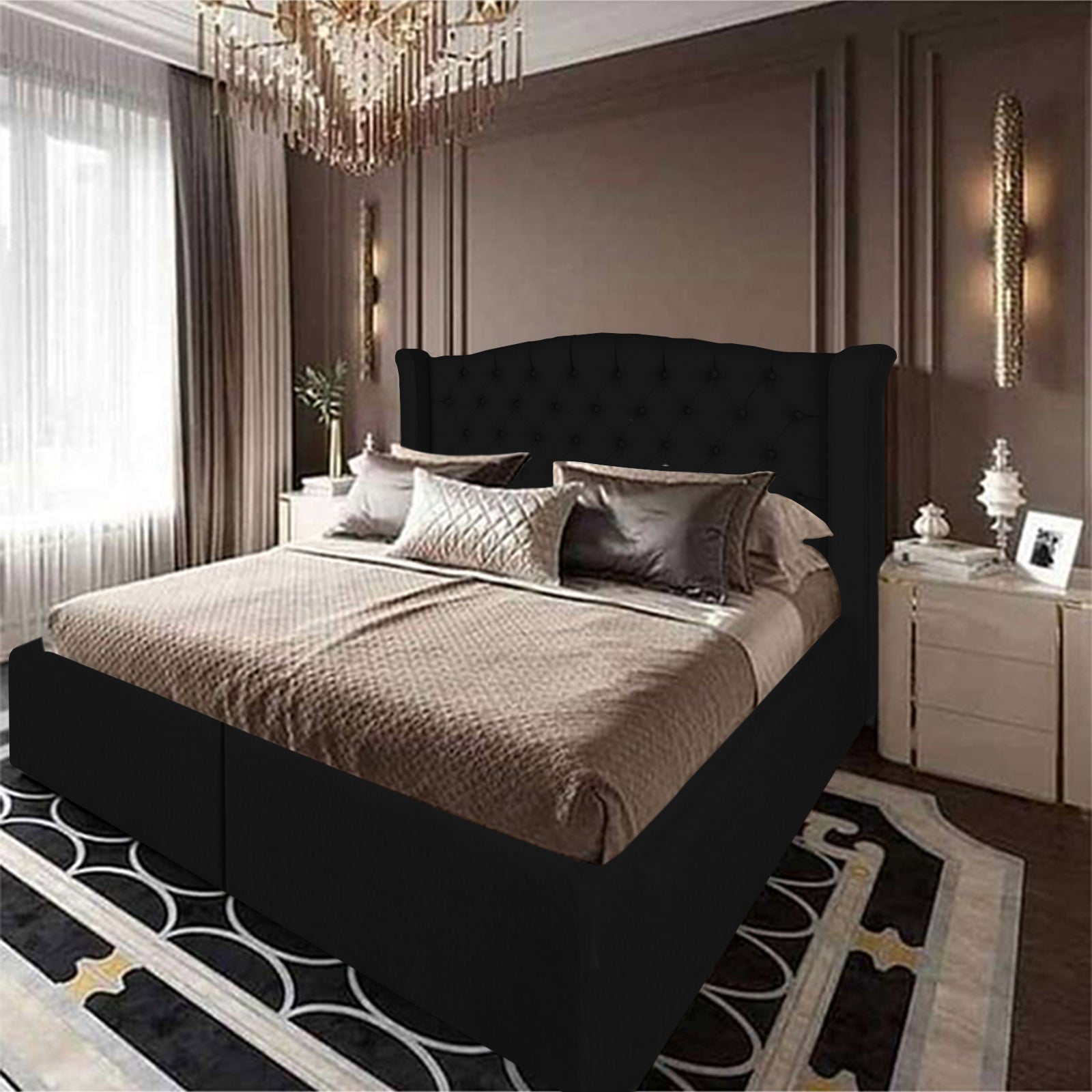 In House | Taj Mahal Bed Frame Linen Black 200x100
