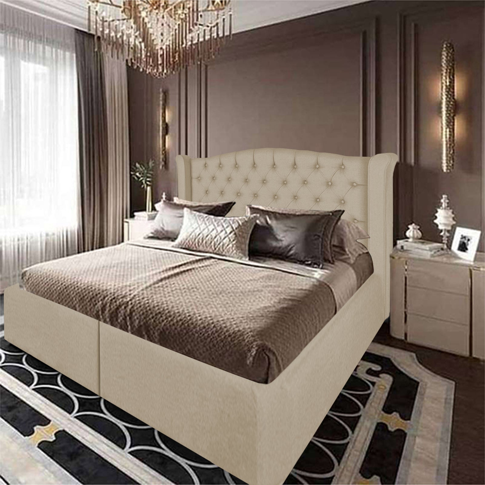 In House | Taj Mahal Bed Frame Linen Light Beige 200x90