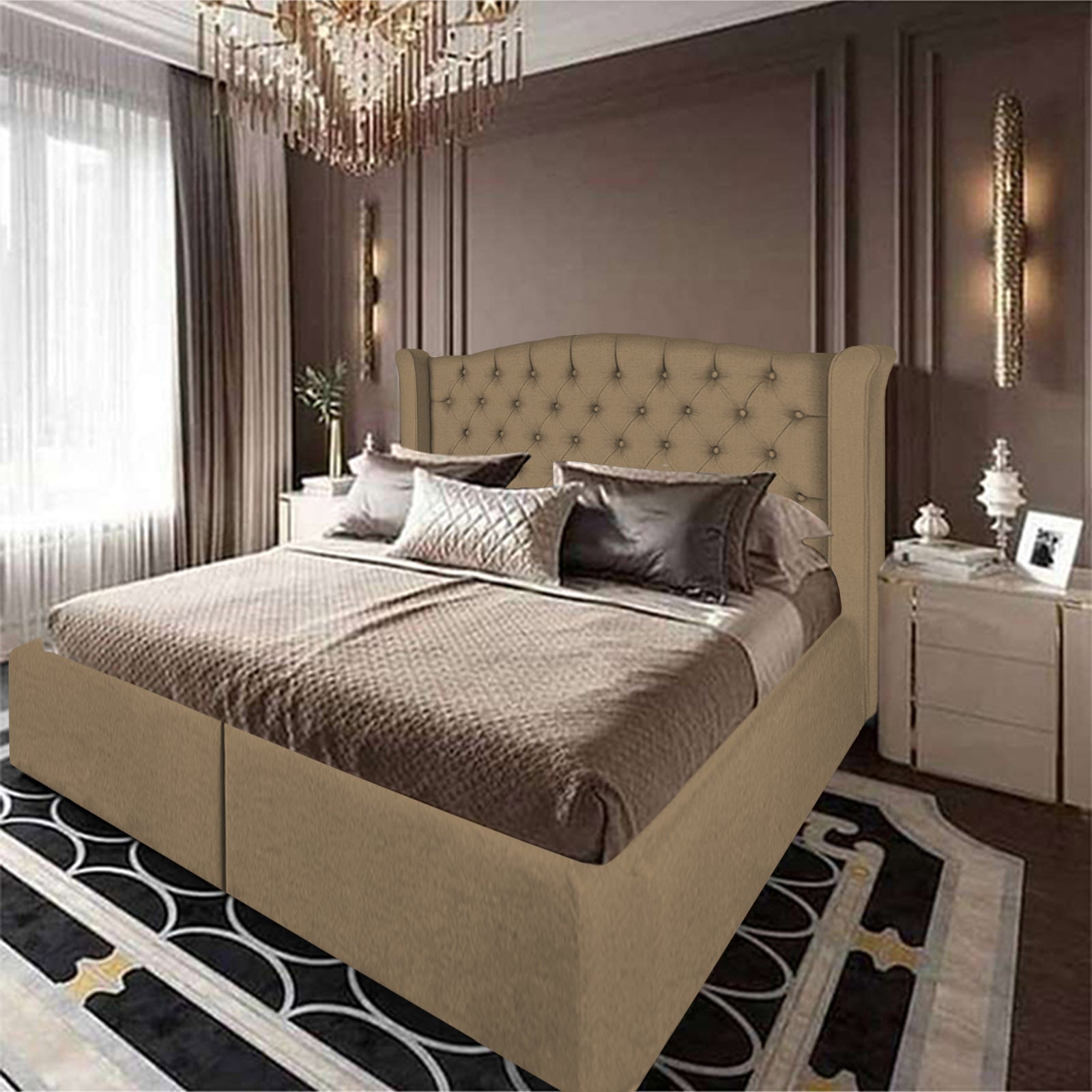 In House | Taj Mahal Bed Frame Linen Beige 200x100