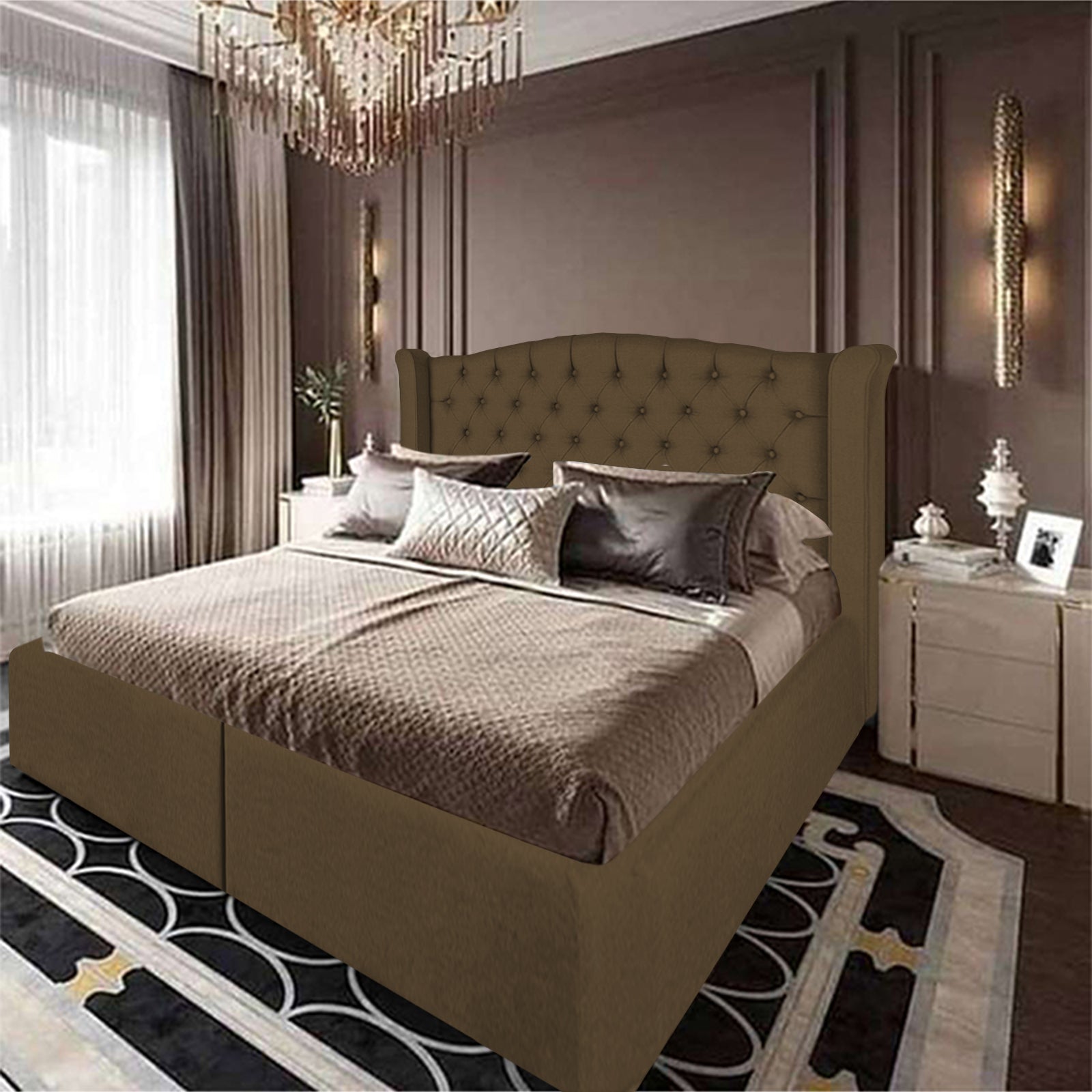 In House | Cordoba Velvet Bed Frame Brown 200x150