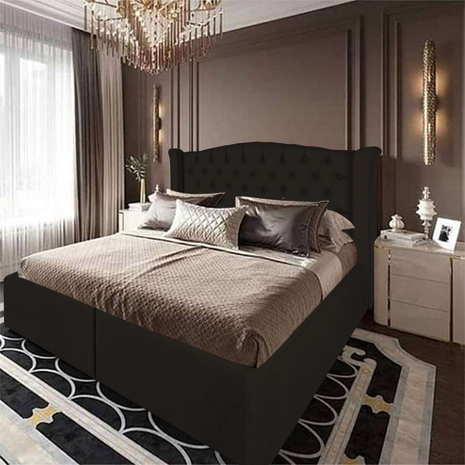 In House | Cordoba Velvet Bed Frame Dark Brown 200x180