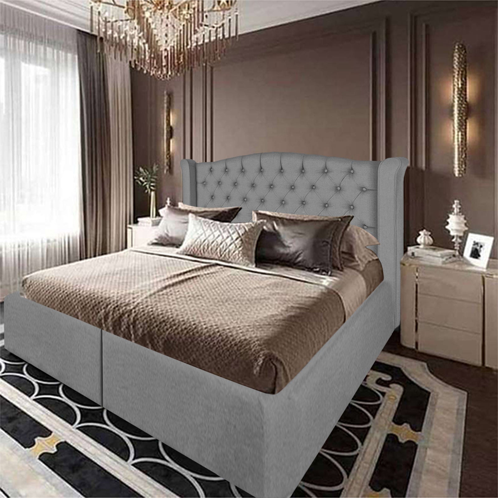 In House | Taj Mahal Bed Frame Linen Light Grey 200x100
