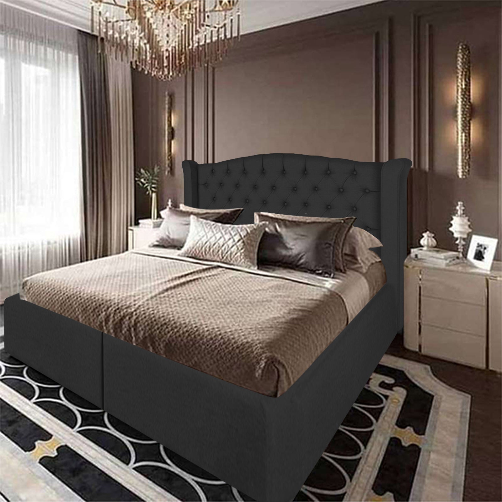 In House | Taj Mahal Bed Frame Linen Dark Grey 200x90