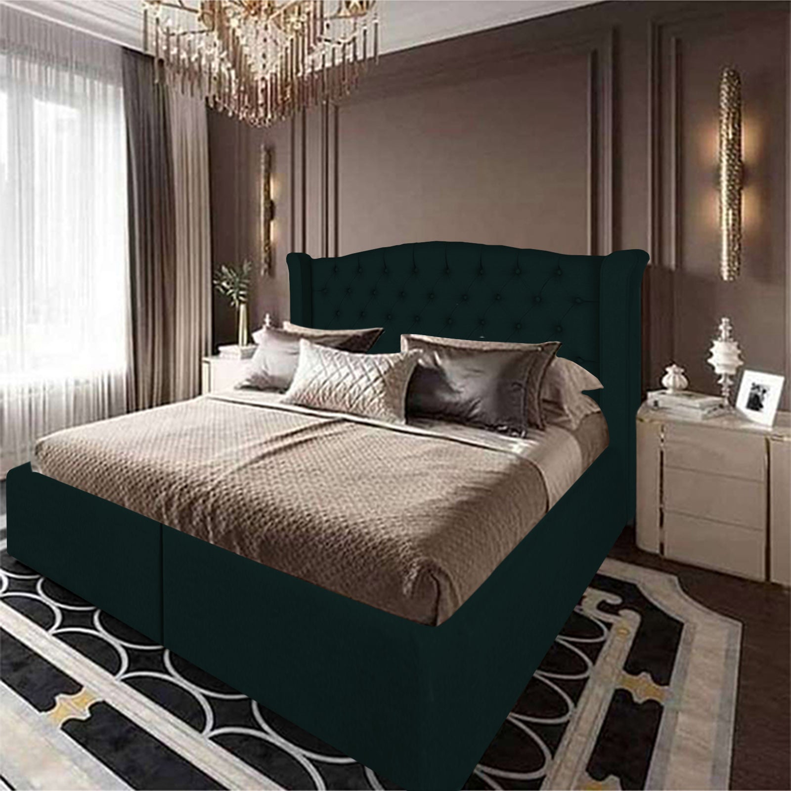 In House | Cordoba Velvet Bed Frame Dark Green 200x180