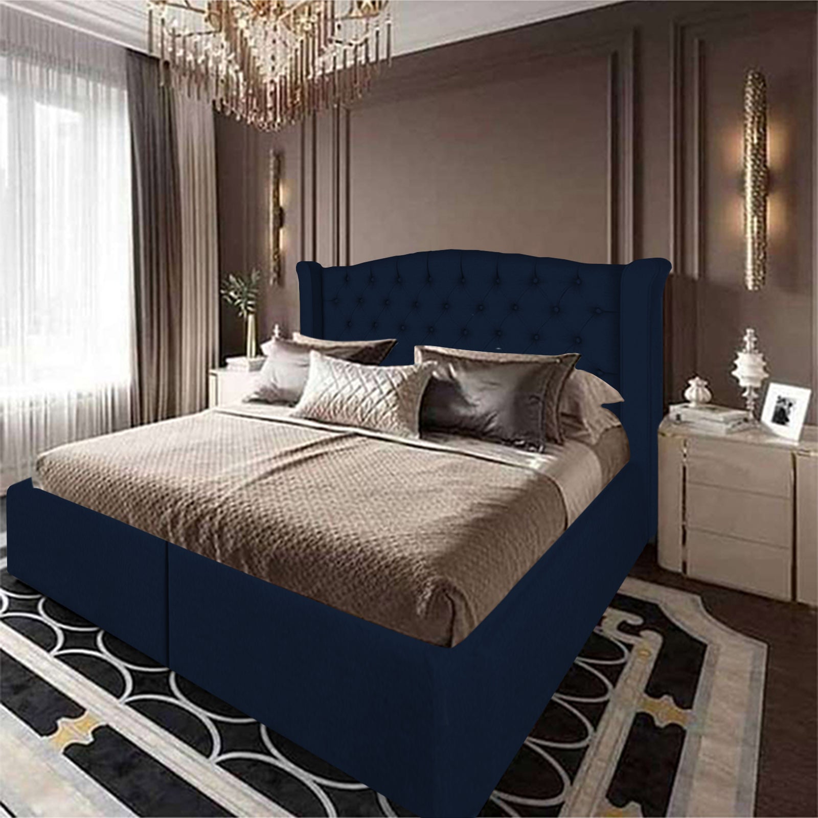 In House | Cordoba Velvet Bed Frame Dark Blue 200x200