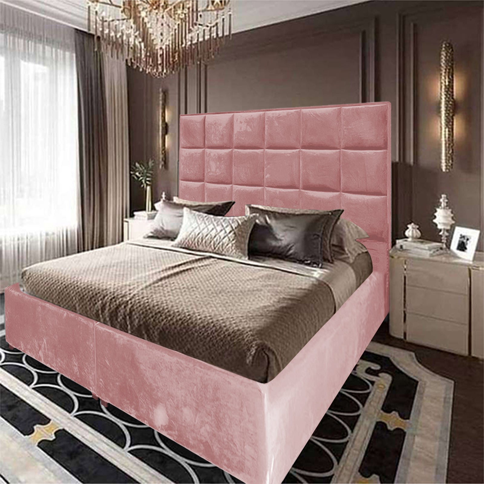 In House | Cordoba Velvet Bed Frame Light Pink 200x90