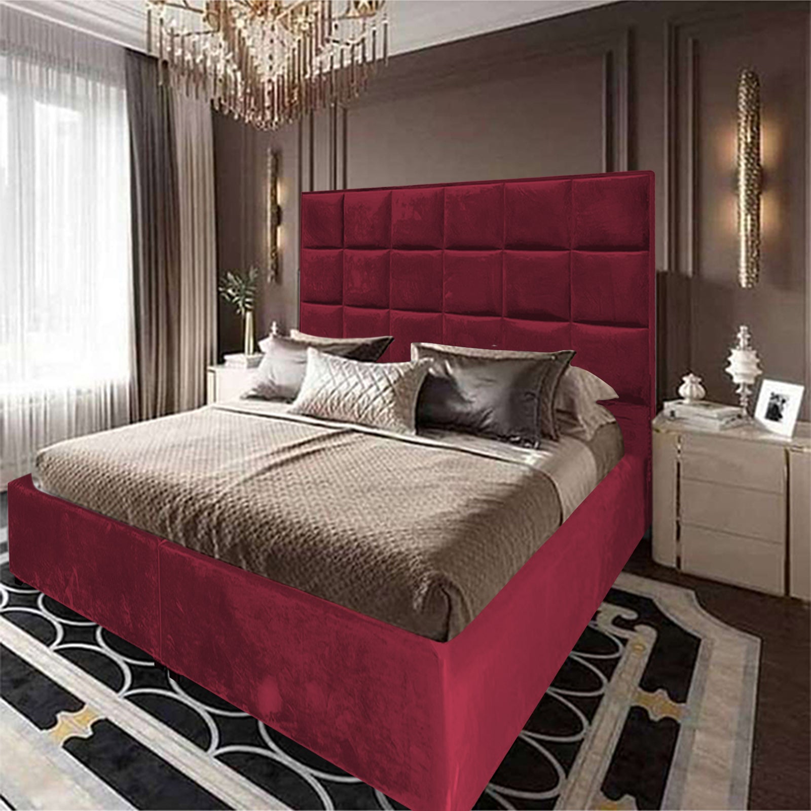 In House | Cordoba Velvet Bed Frame Burgundy 200x90