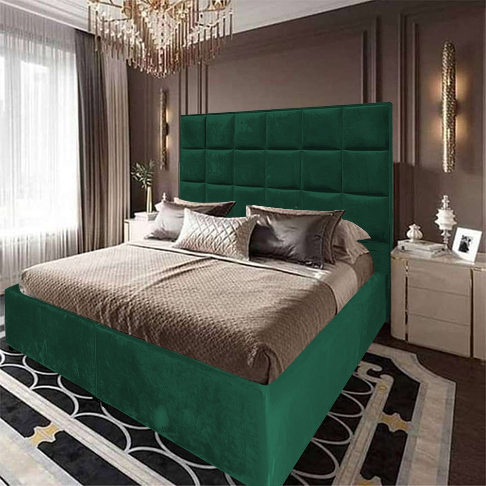 In House | Geneva Velvet Bed Frame Dark Green 200x120