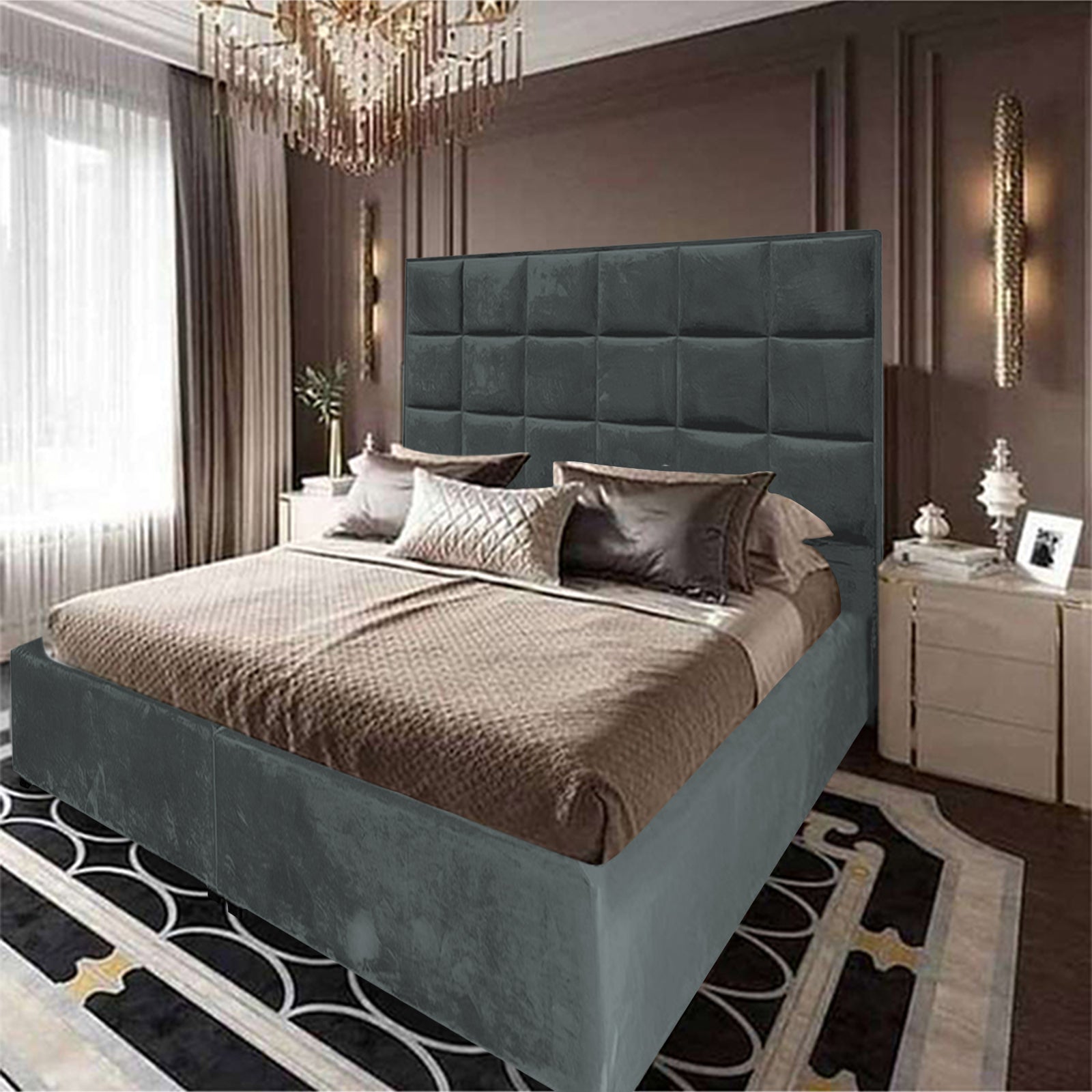 In House | Cordoba Velvet Bed Frame Dark Grey 200x90