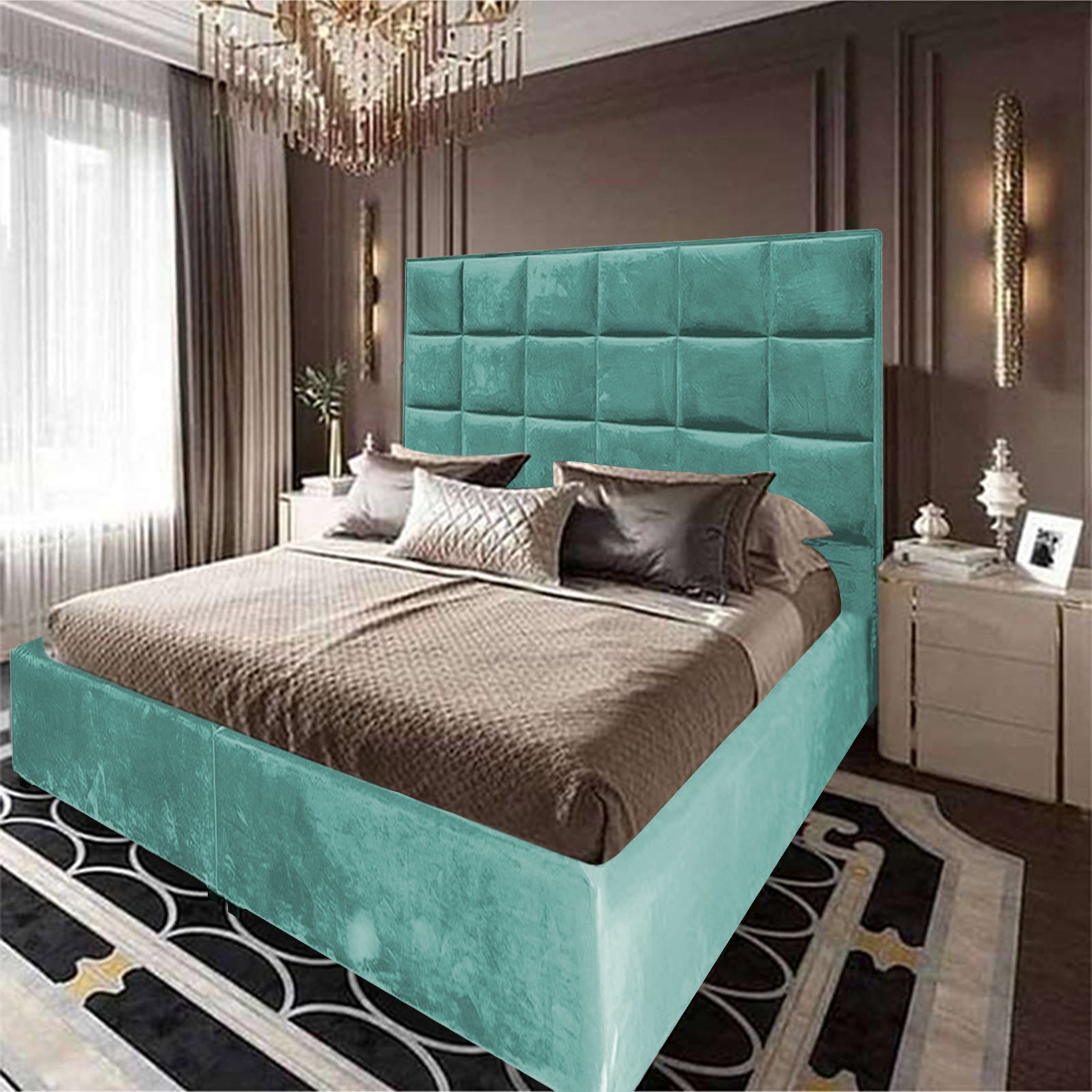 In House | Geneva Velvet Bed Frame Turquoise 200x120