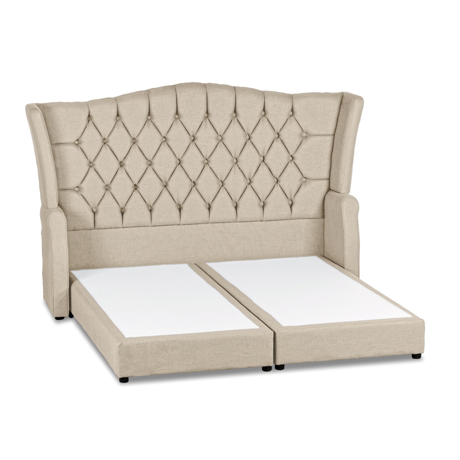 In House | Geneva Velvet Bed Frame Light Beige