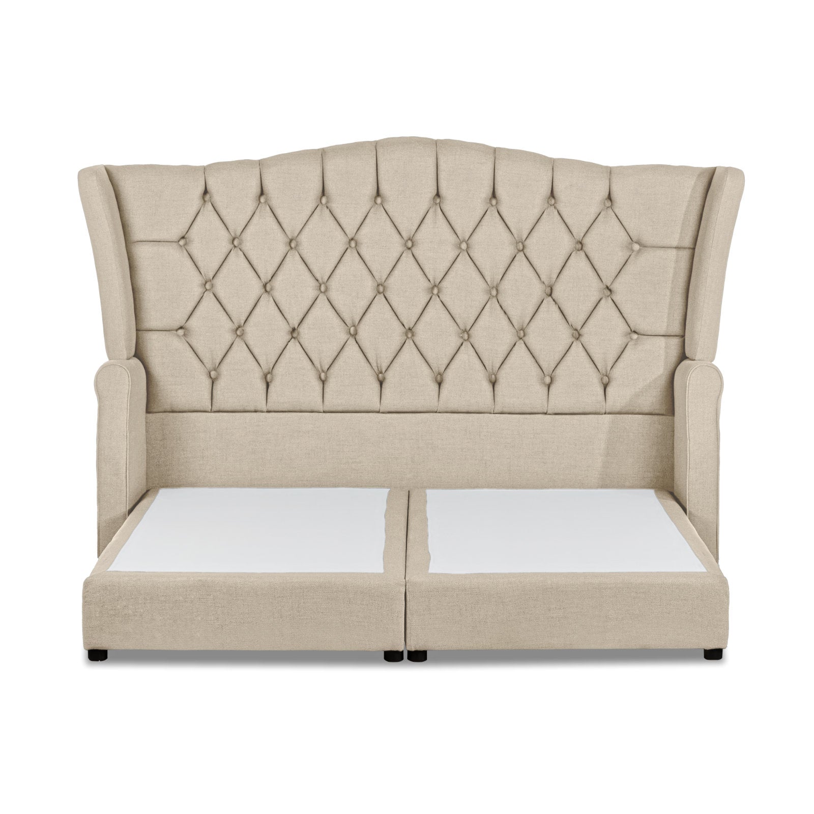 In House | Geneva Velvet Bed Frame Light Beige