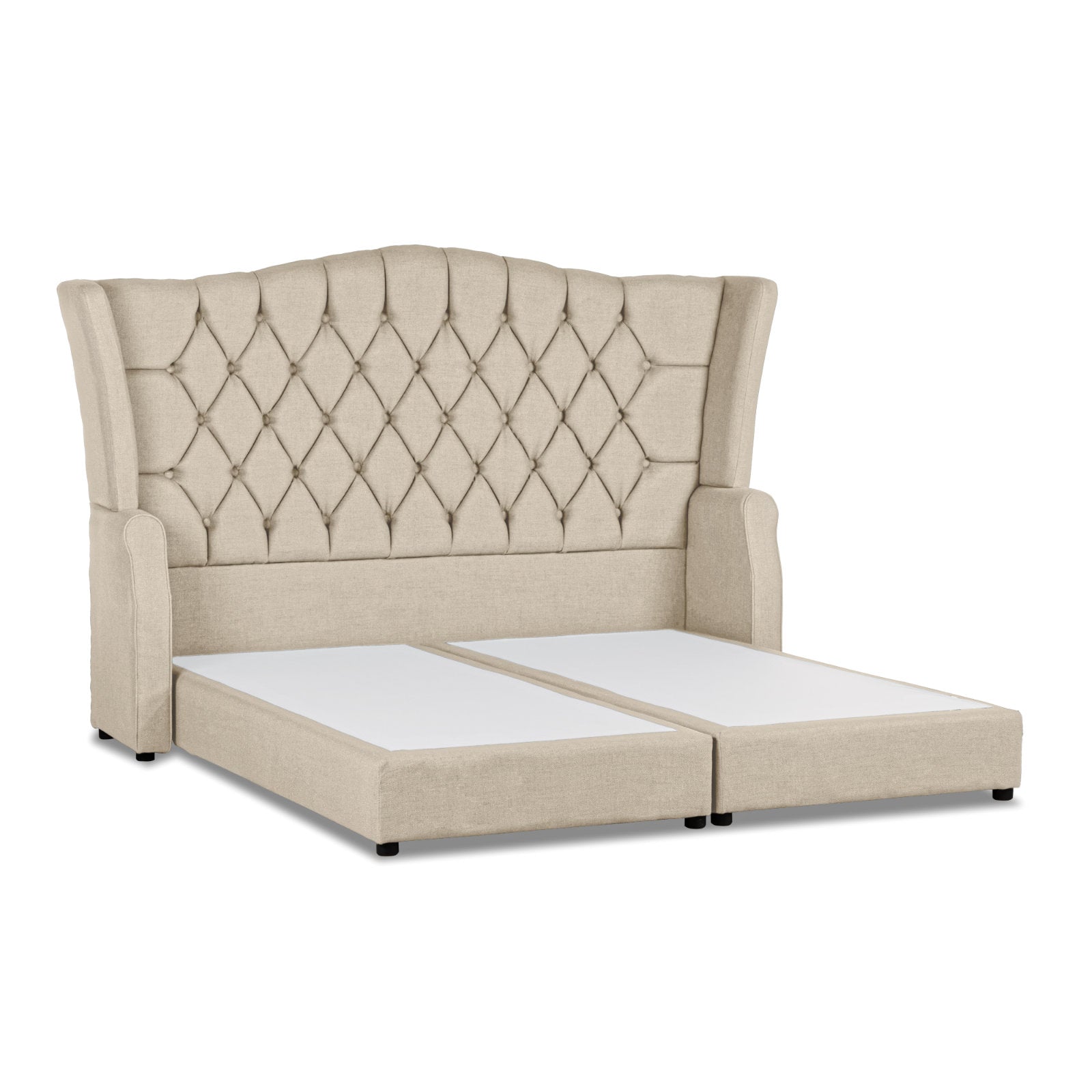 In House | Geneva Velvet Bed Frame Light Beige