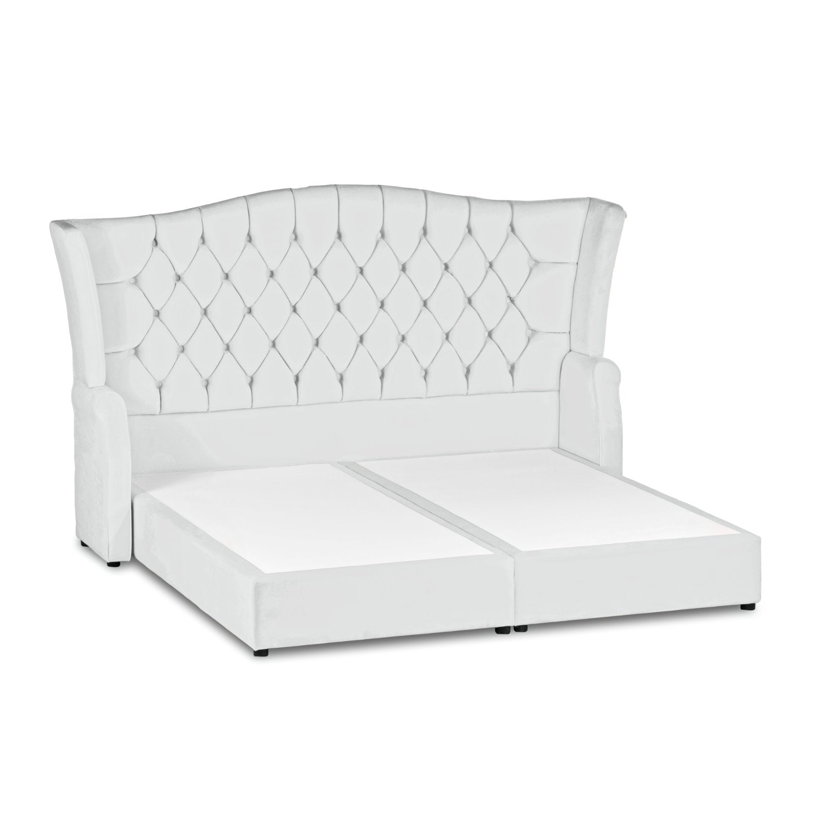 In House | Lamar Velvet Bed Frame White 200x180