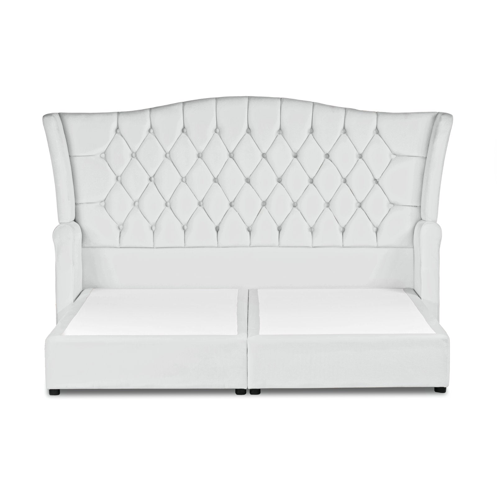 In House | Lamar Velvet Bed Frame White 200x180