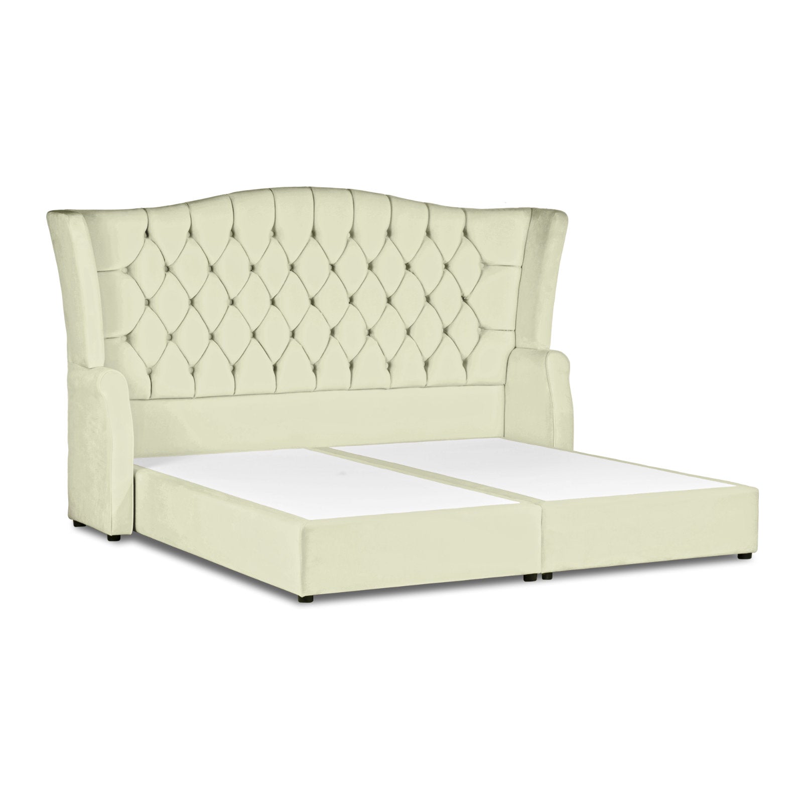 In House | Lamar Velvet Bed Frame Ivory 200x200