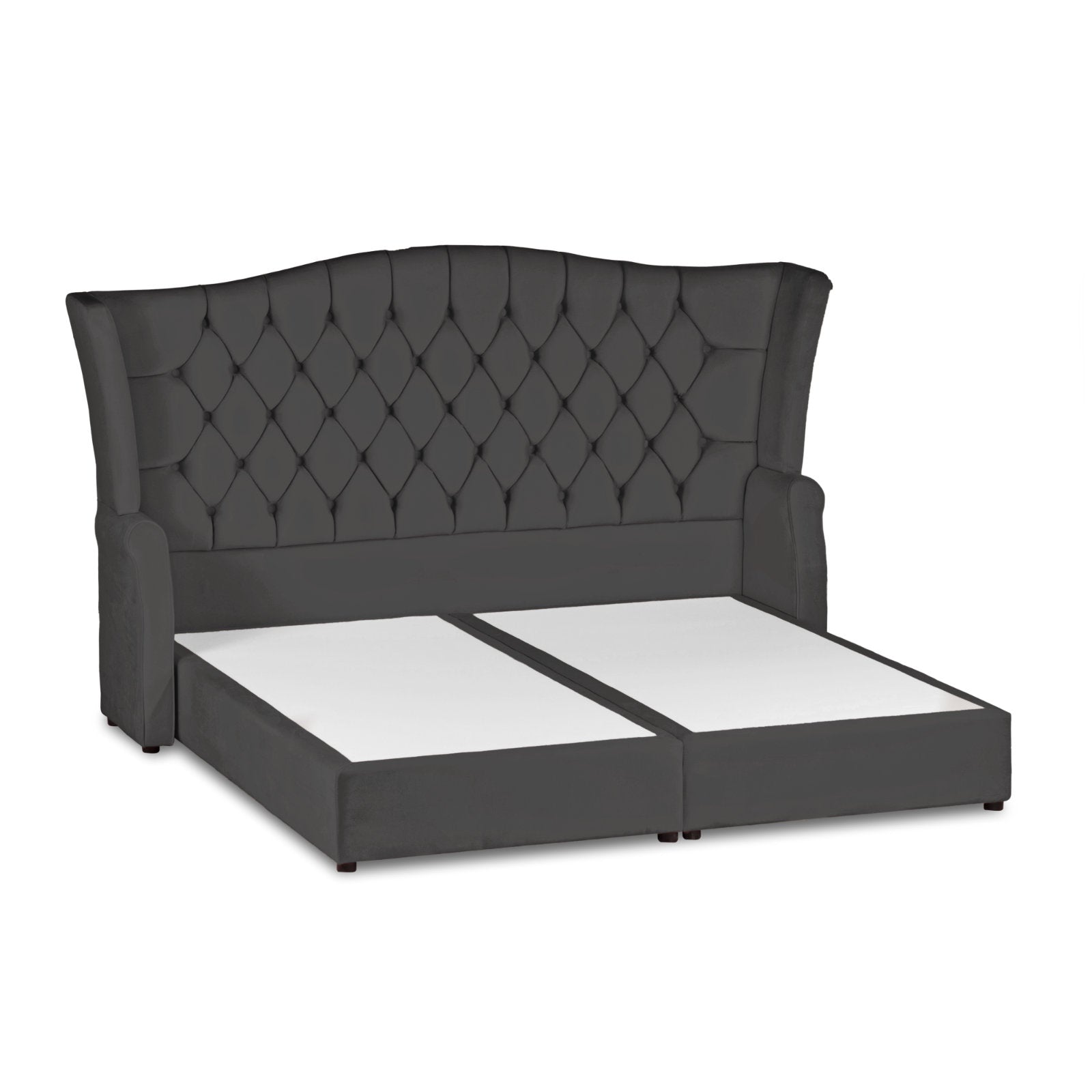 In House | Geneva Velvet Bed Frame Dark Grey 200x90
