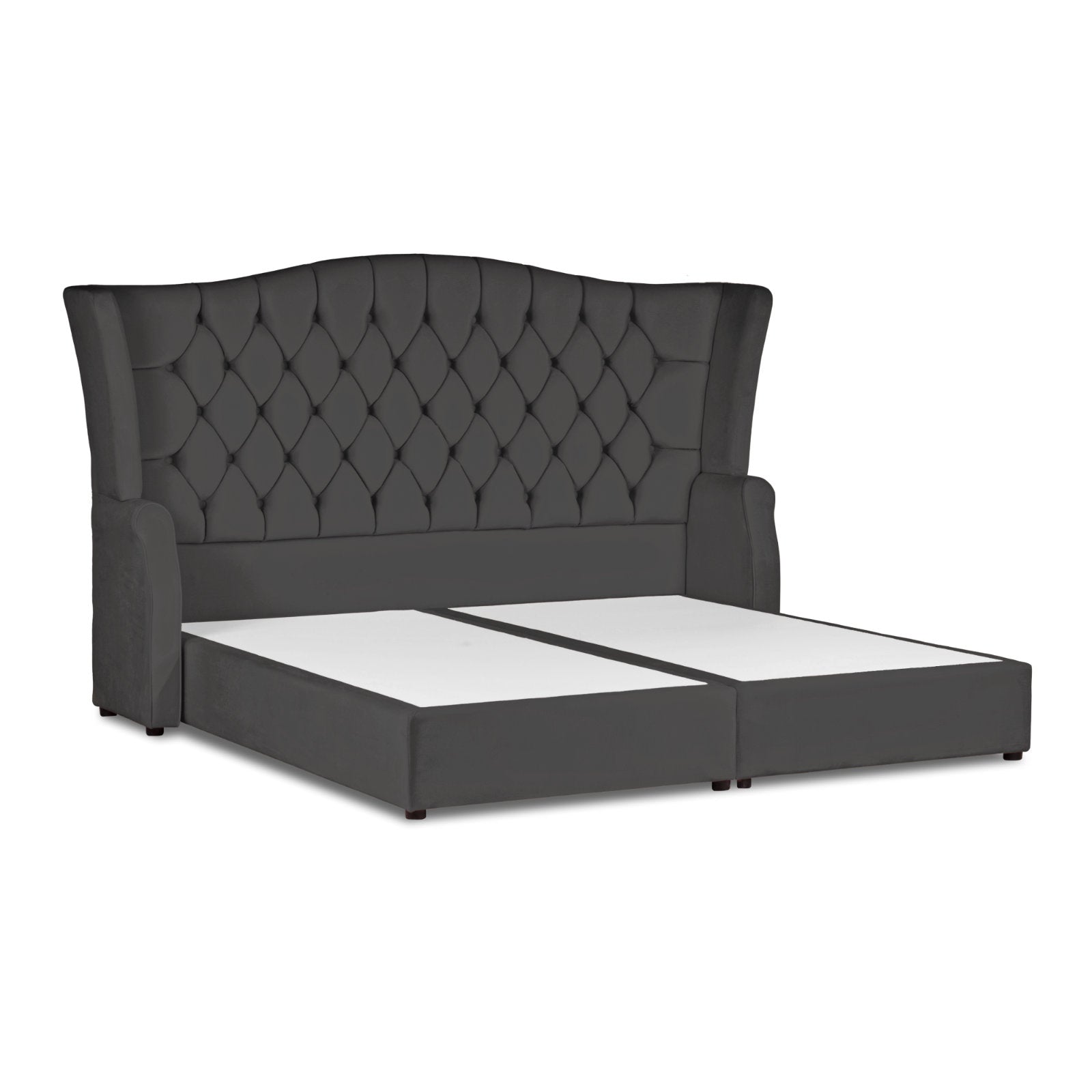 In House | Geneva Velvet Bed Frame Dark Grey 200x90