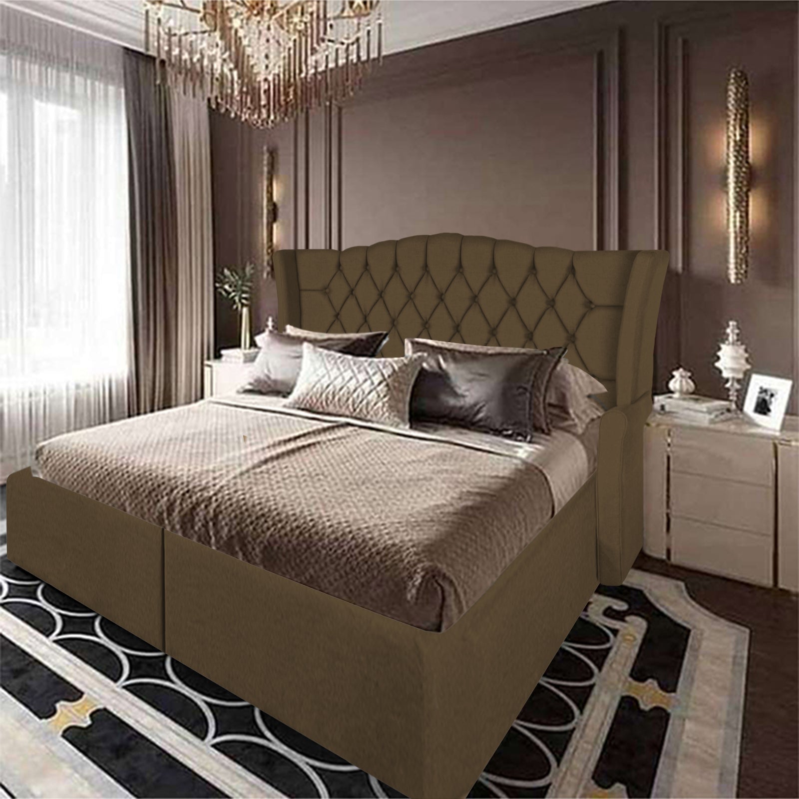 In House | Granada Velvet Bed Frame Brown 200x140