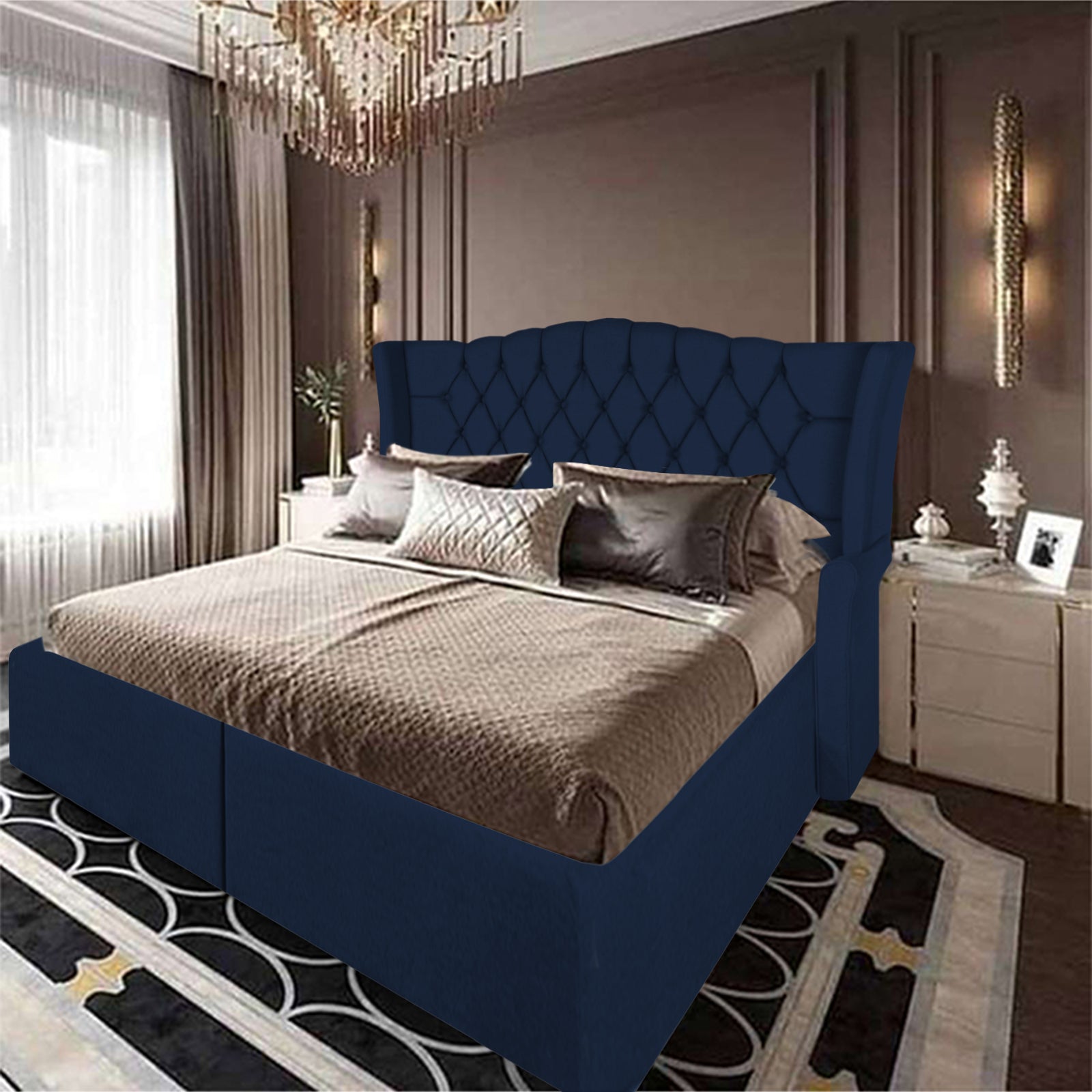 In House | Granada Velvet Bed Frame Dark Blue 200x90
