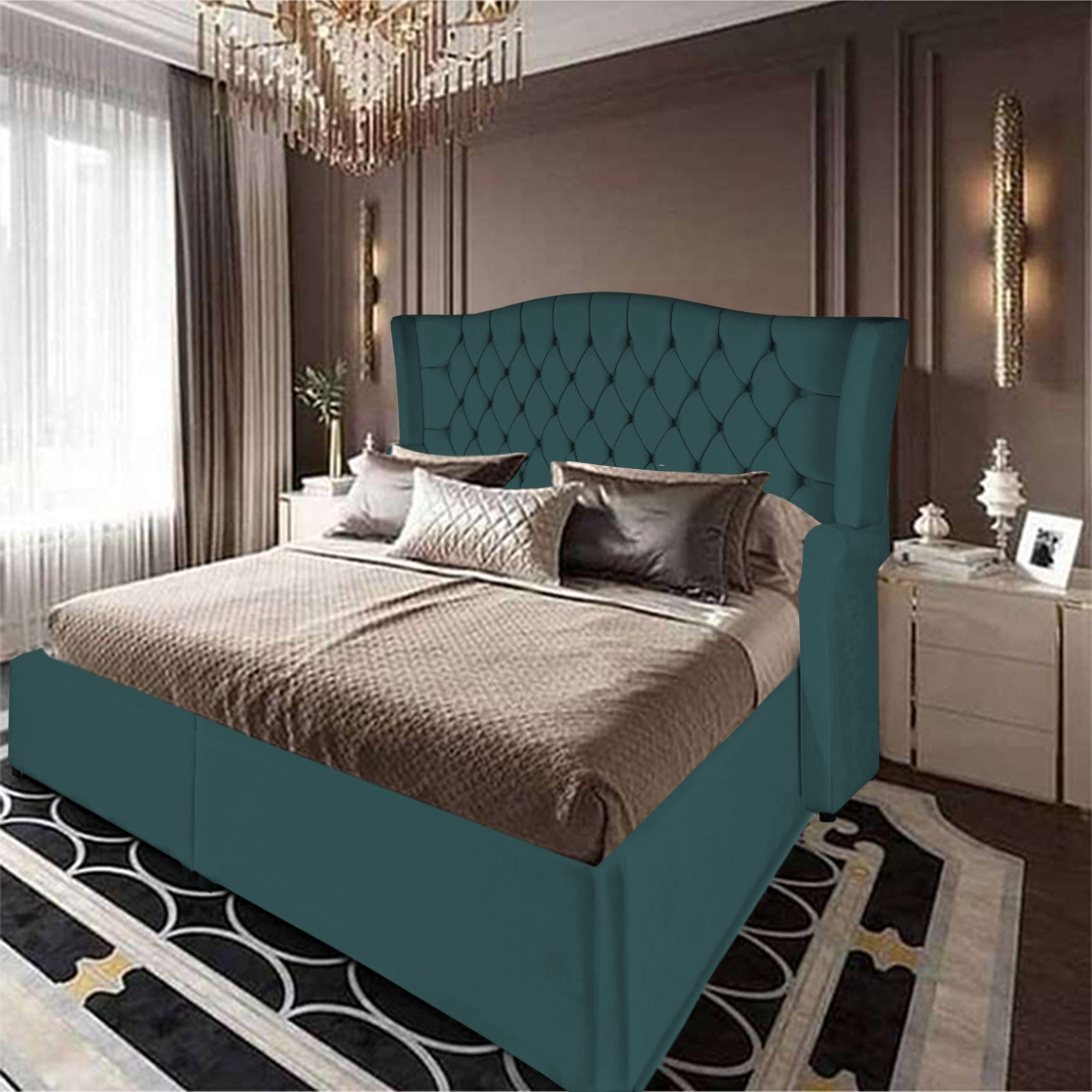 In House | Geneva Velvet Bed Frame Turquoise 200x90