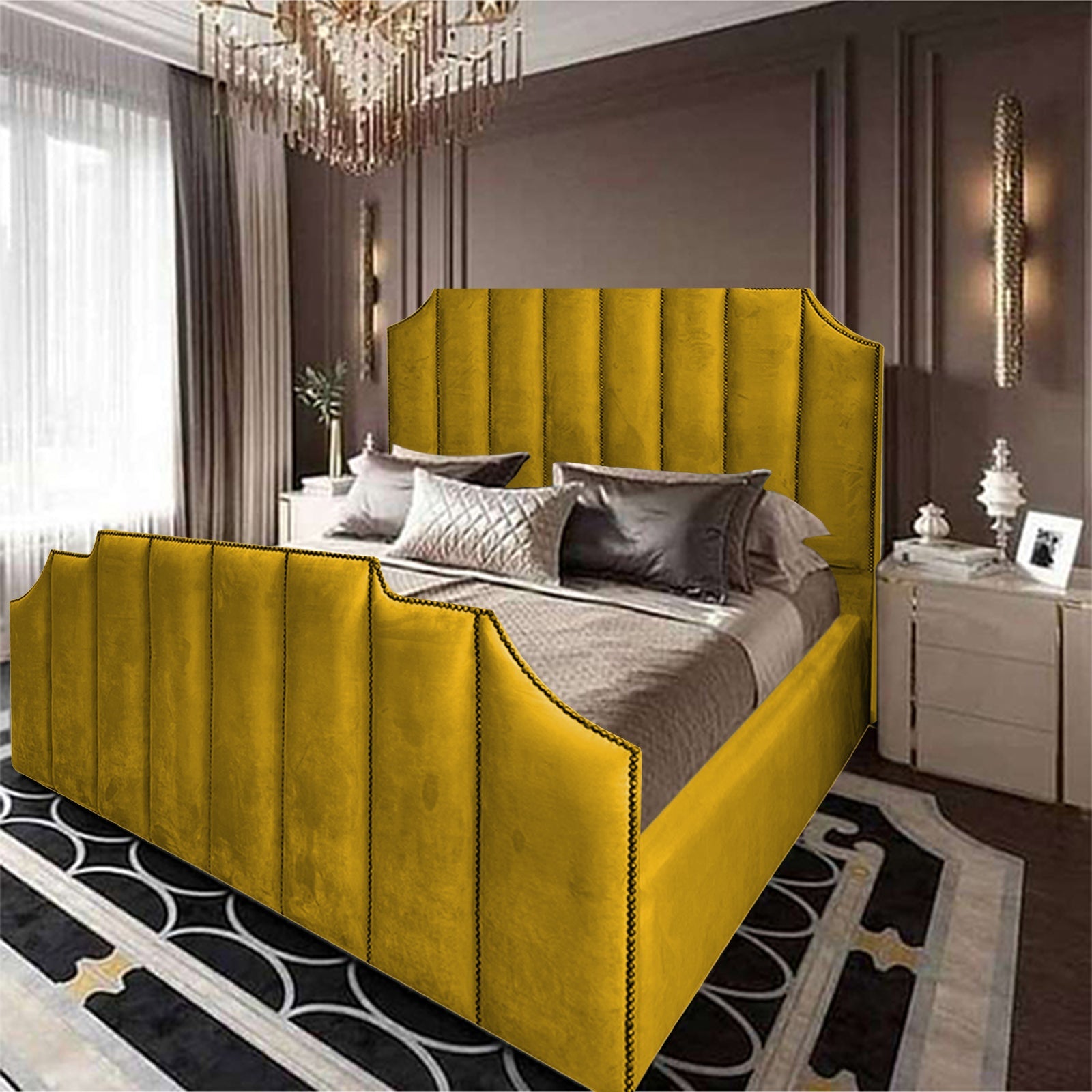 In House | León Velvet Bed Frame Gold 200x100