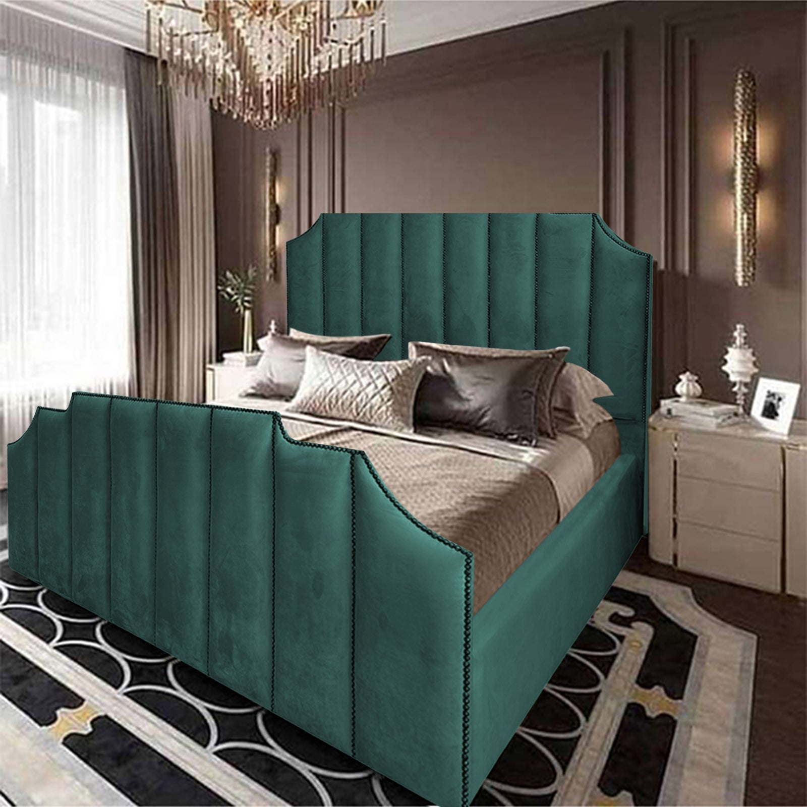 In House | León Velvet Bed Frame Turquoise 200x100