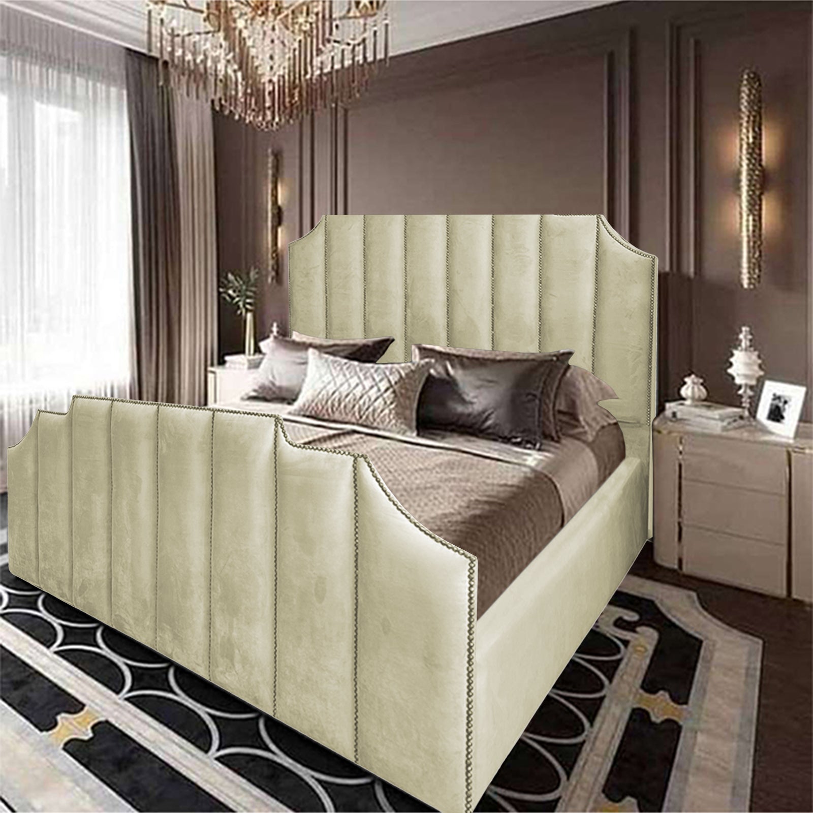 In House | León Velvet Bed Frame Beige 200x100