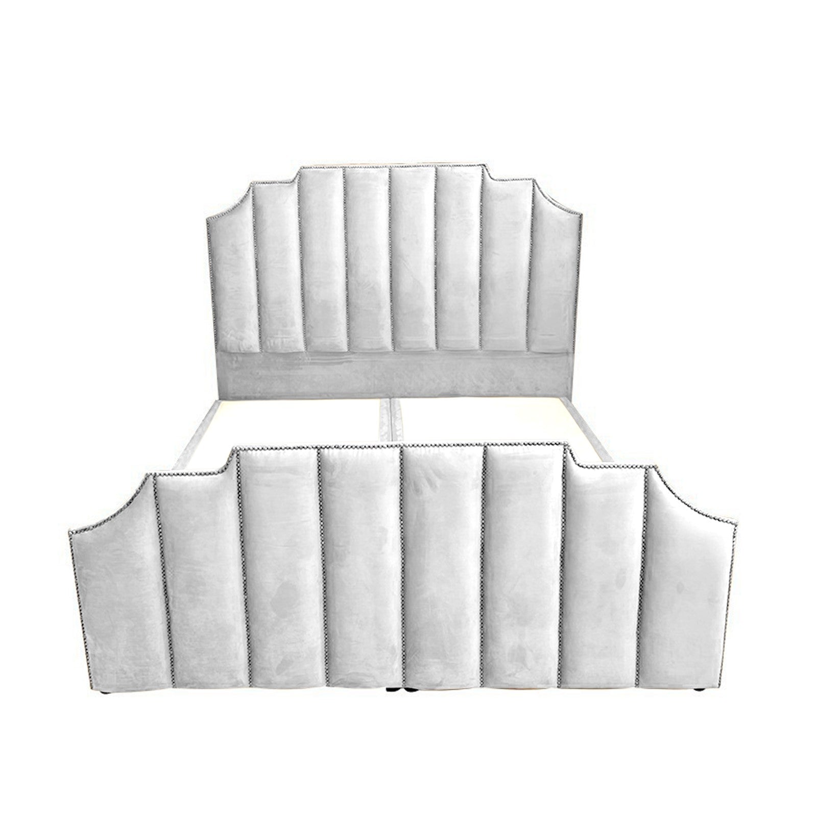 In House | León Velvet Bed Frame White 200x100