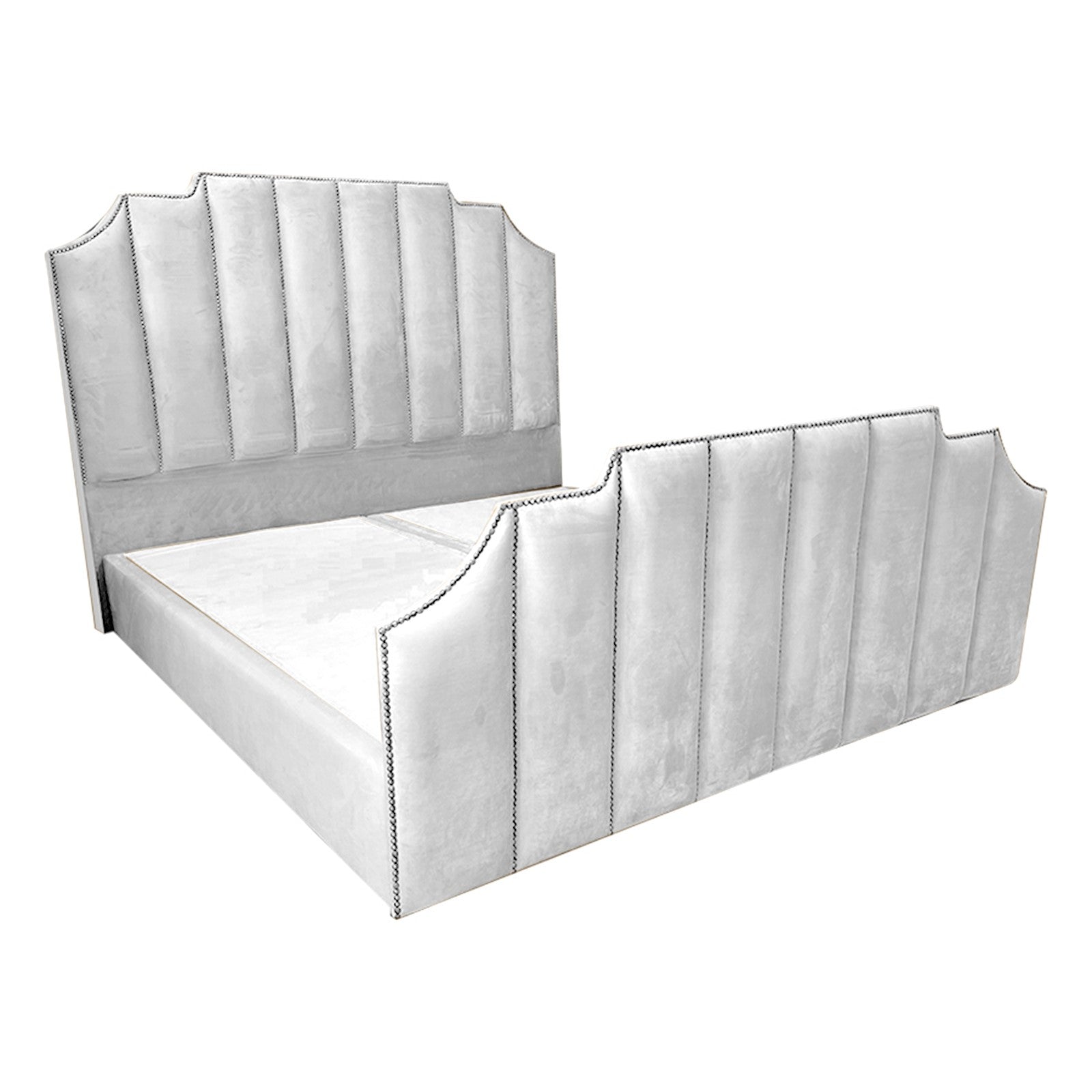 In House | León Velvet Bed Frame White 200x120