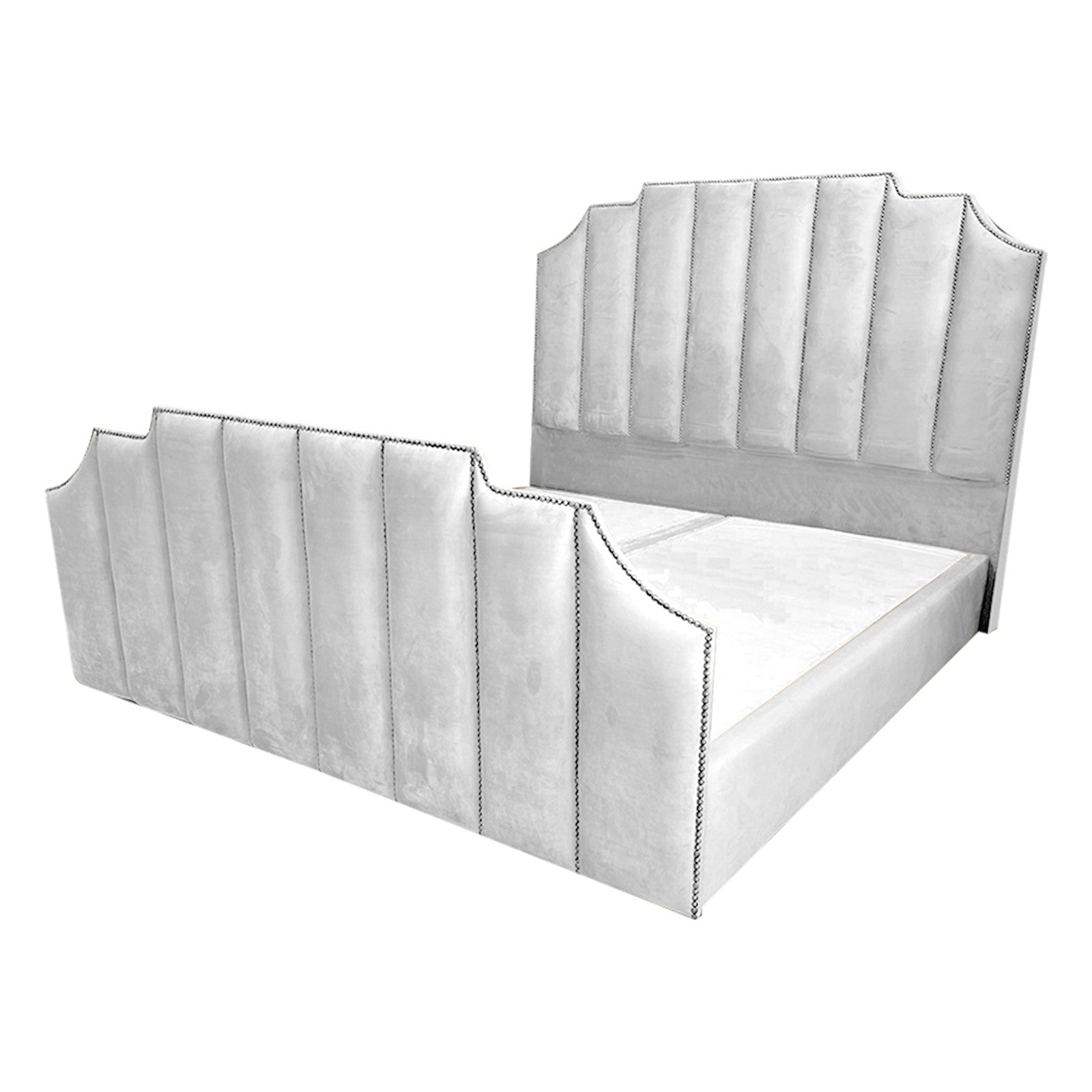 In House | León Velvet Bed Frame White 200x100