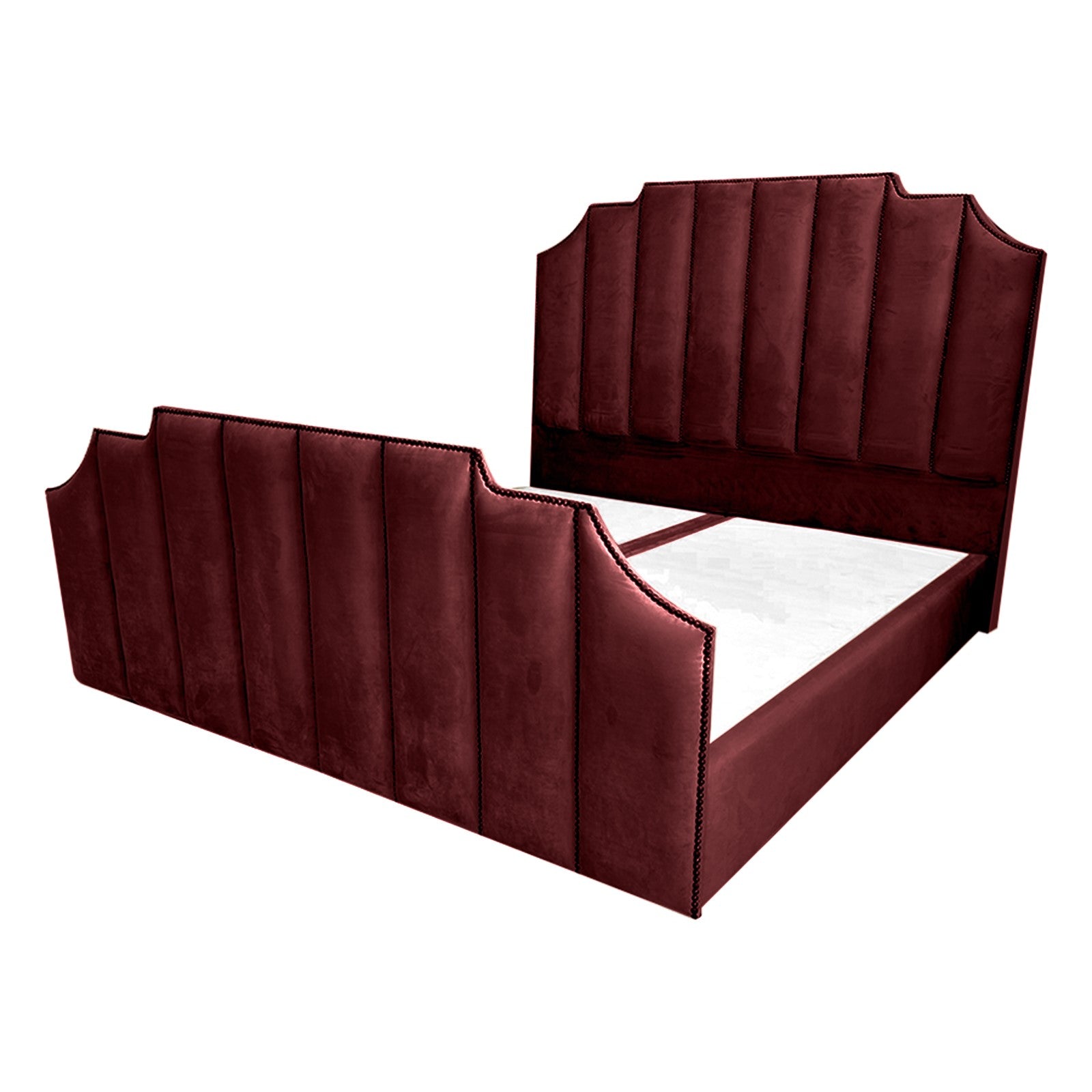 In House | León Velvet Bed Frame Burgundy 200x120