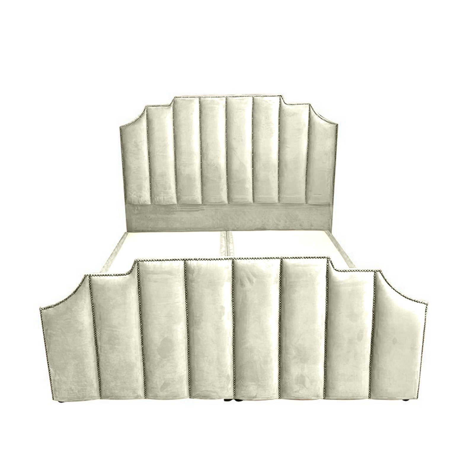 In House | León Velvet Bed Frame Ivory 200x100