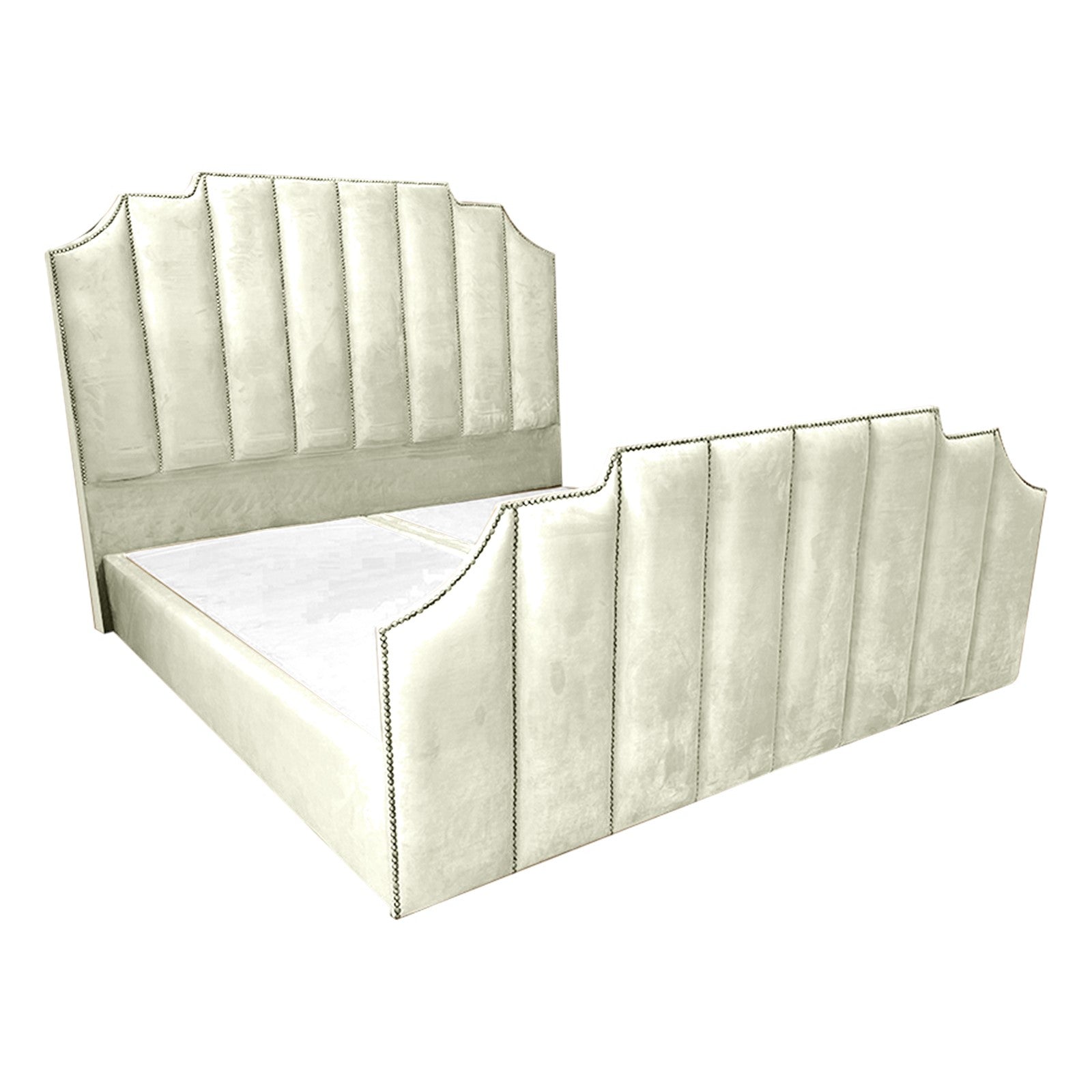 In House | León Velvet Bed Frame Ivory 200x100