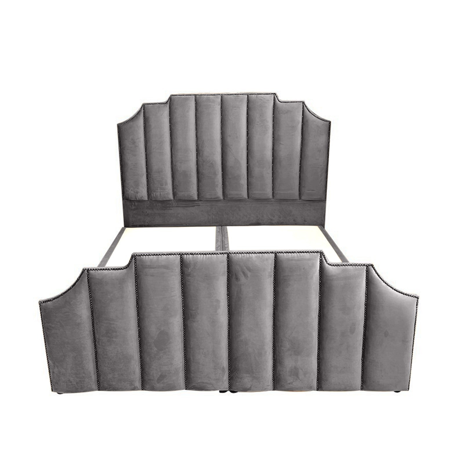 In House | León Velvet Bed Frame Grey 200x100