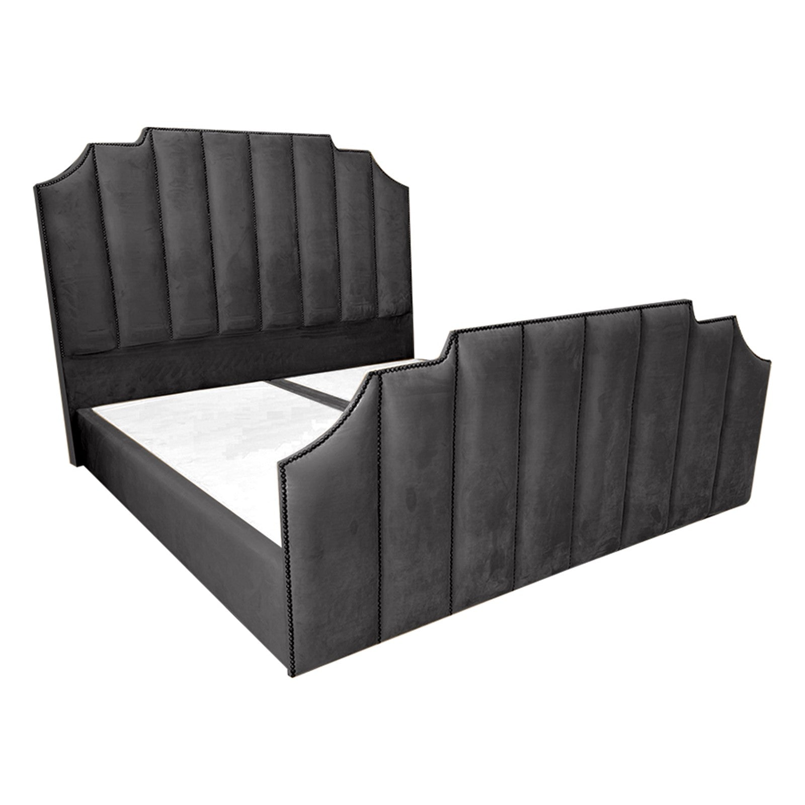 In House | León Velvet Bed Frame Dark Grey 200x90