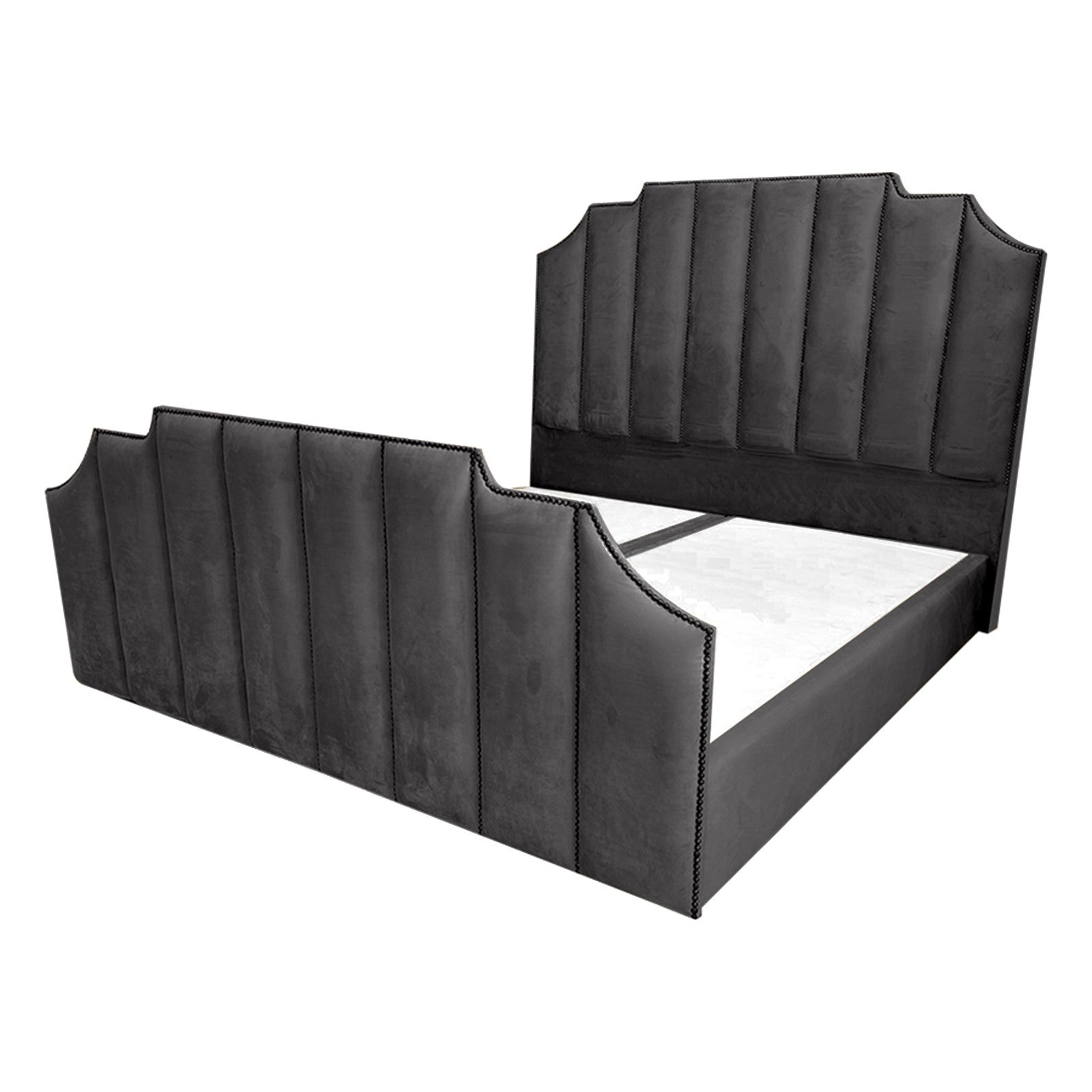 In House | León Velvet Bed Frame Dark Grey 200x100