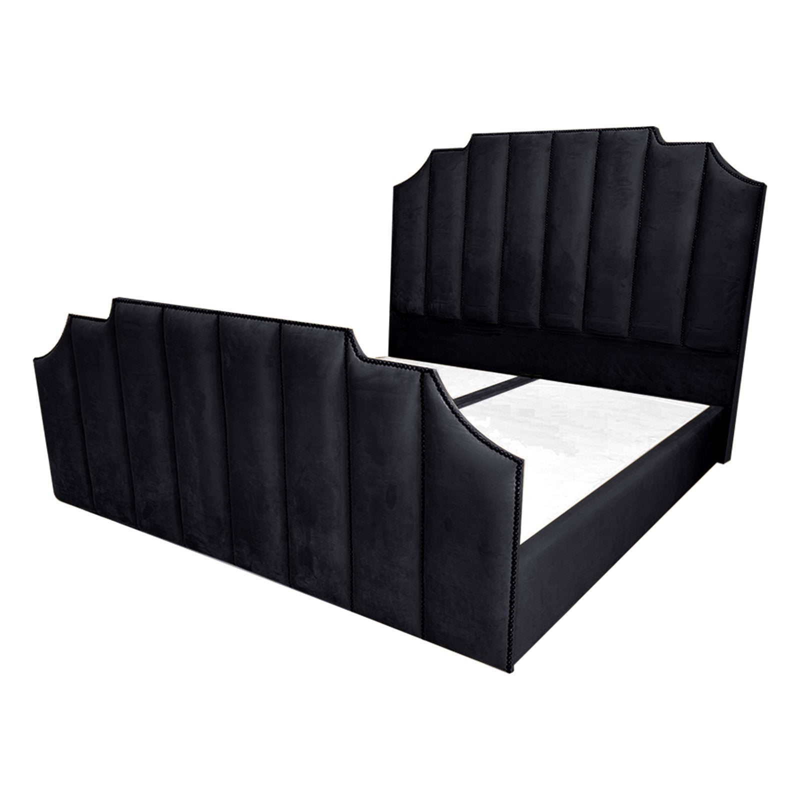 In House | León Velvet Bed Frame Black 200x100