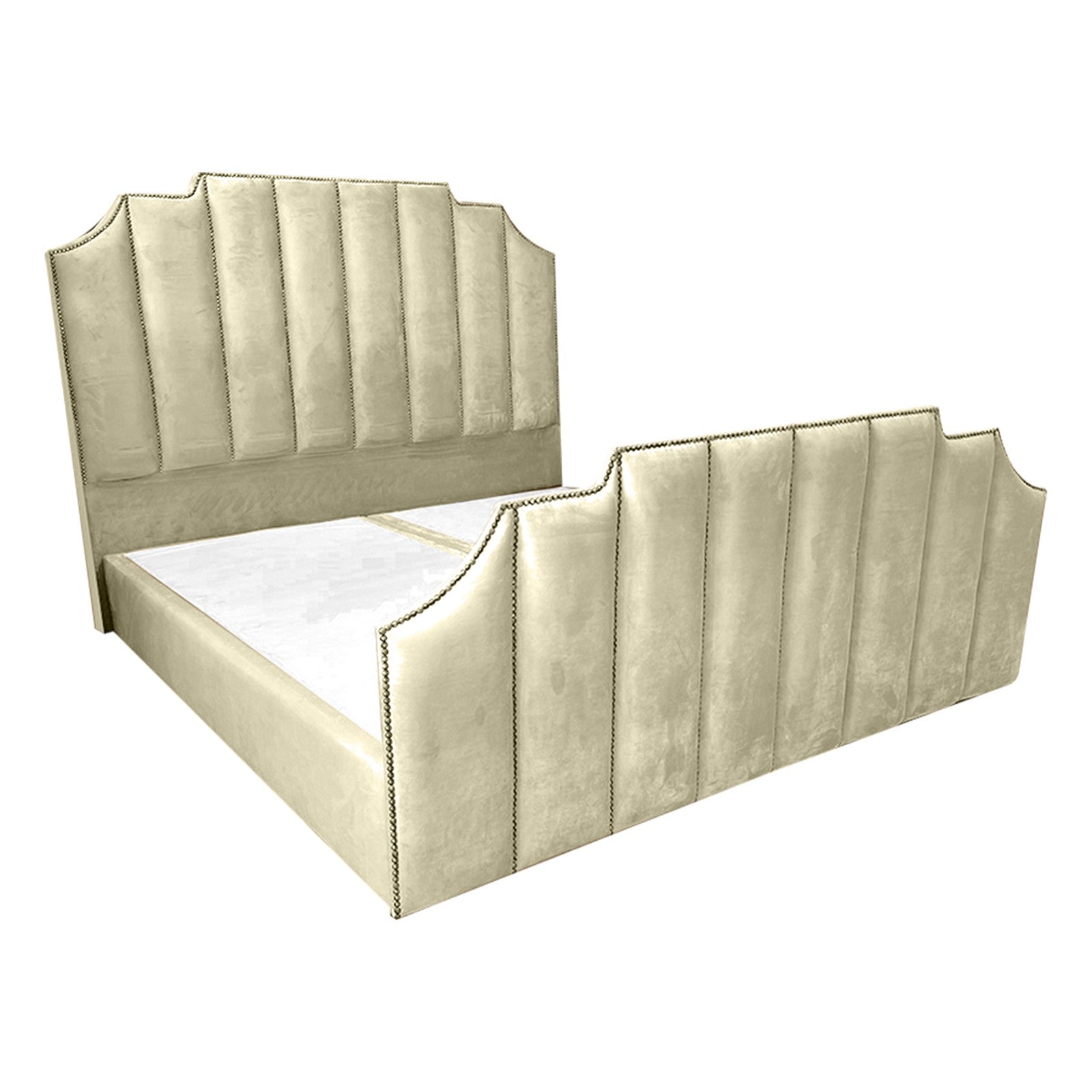 In House | León Velvet Bed Frame Beige 200x200