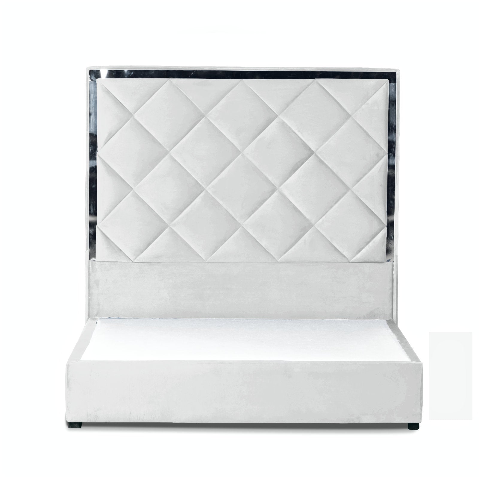In House | Lisbon Velvet Bed Frame White 200x180