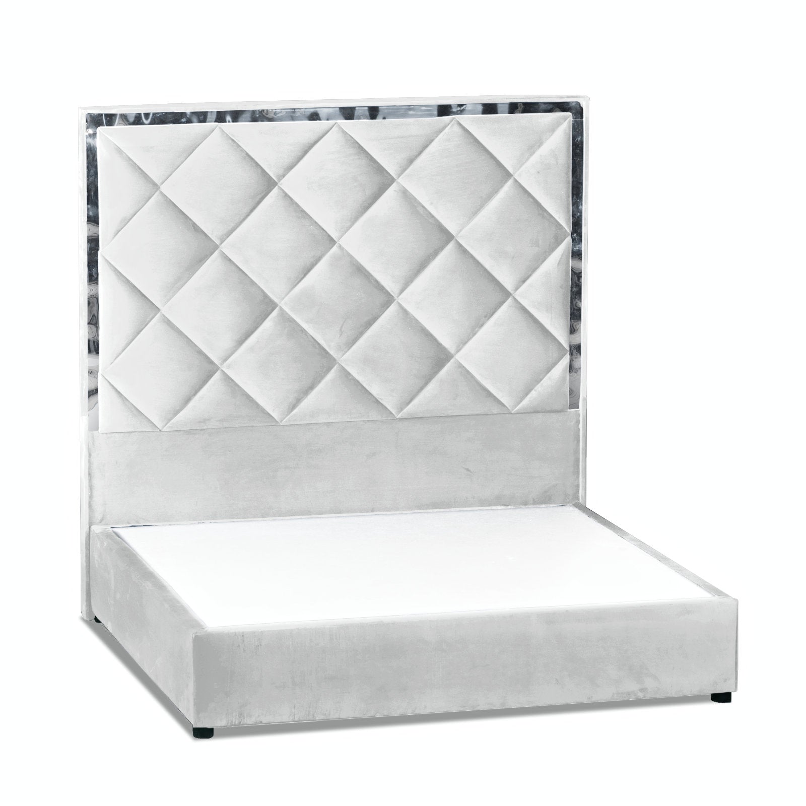 In House | Lisbon Velvet Bed Frame White 200x150